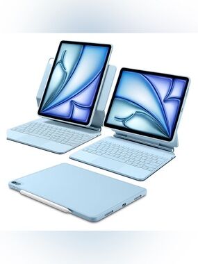 ESR Light Blue Bluetooth Keyboard with Detachable Case & Screen Protector